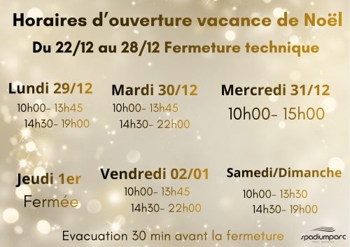 horaires d ouverture vacance de noël